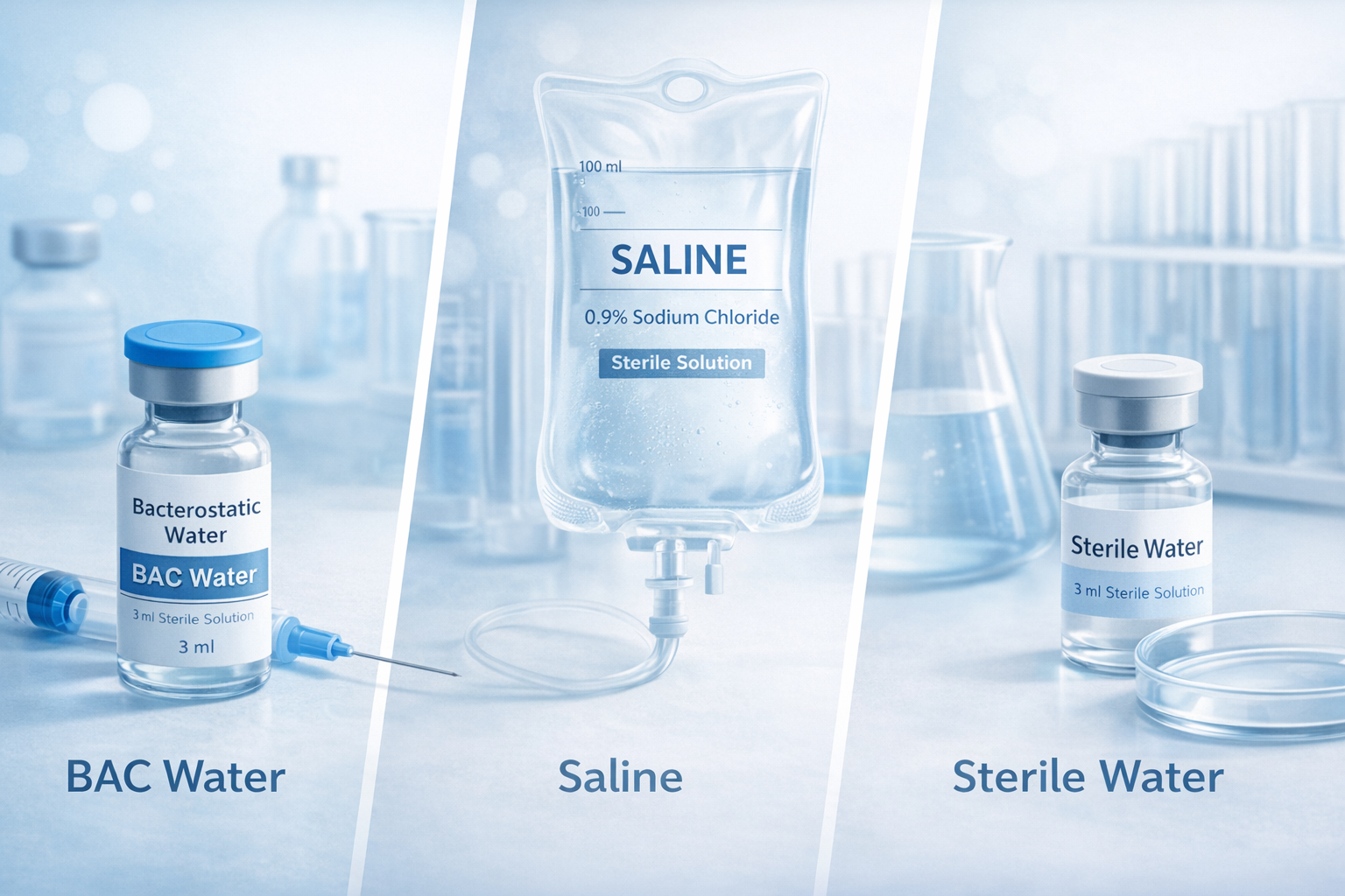 BAC Water vs Saline vs Sterile Water – Key Differences