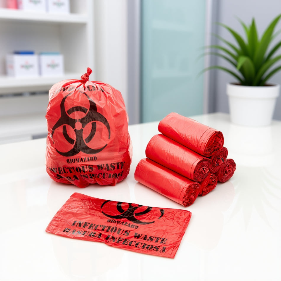 Biohazard Disposal Bags – Self-Adhesive Wall Mount (English & Spanish)